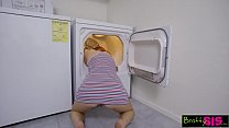 Hot Stepsis stuck in the laundry room she is bent over I fuck her